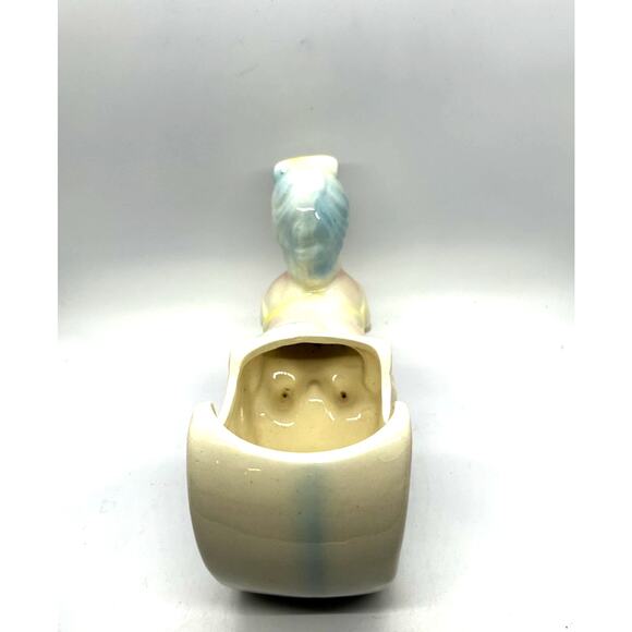 Vtg 50’s Pony Horse And Carriage Ceramic Planter Pink Blue Pastel Nursery Decor - Picture 4 of 10